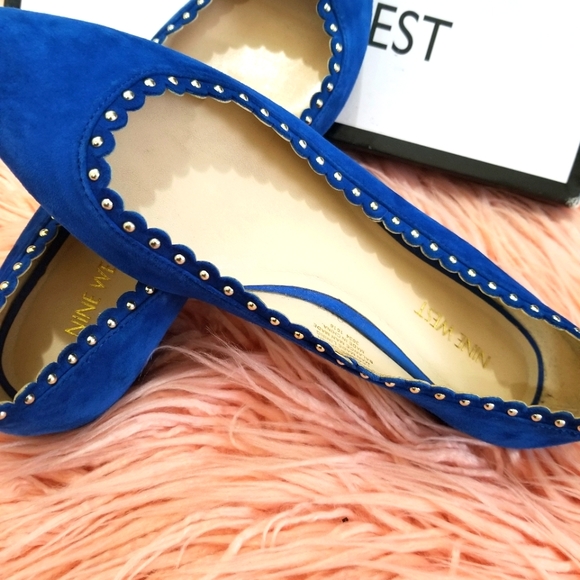 NINE WEST Women's Omlit Blue Suede Ballet Flats - Picture 4 of 9